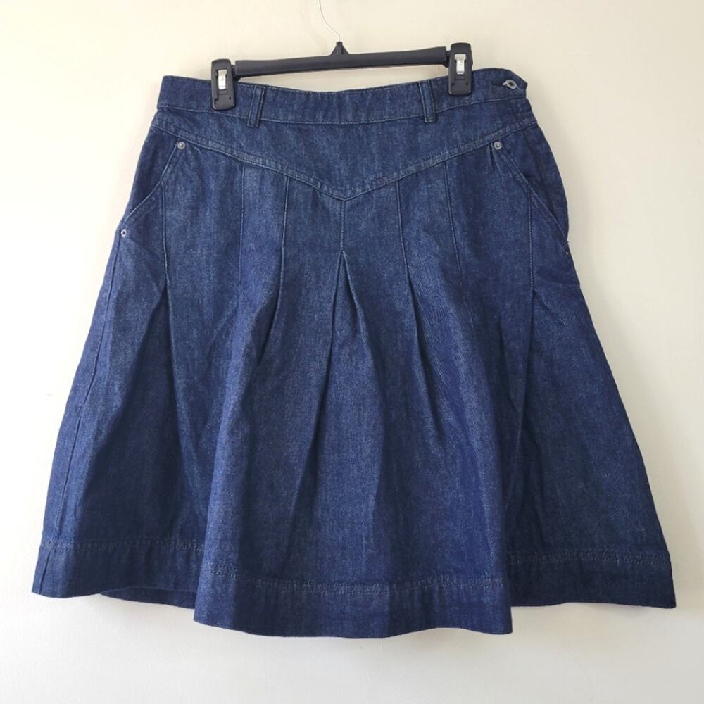 Free People Pleated denim Skirt size 12 Dark Wash
